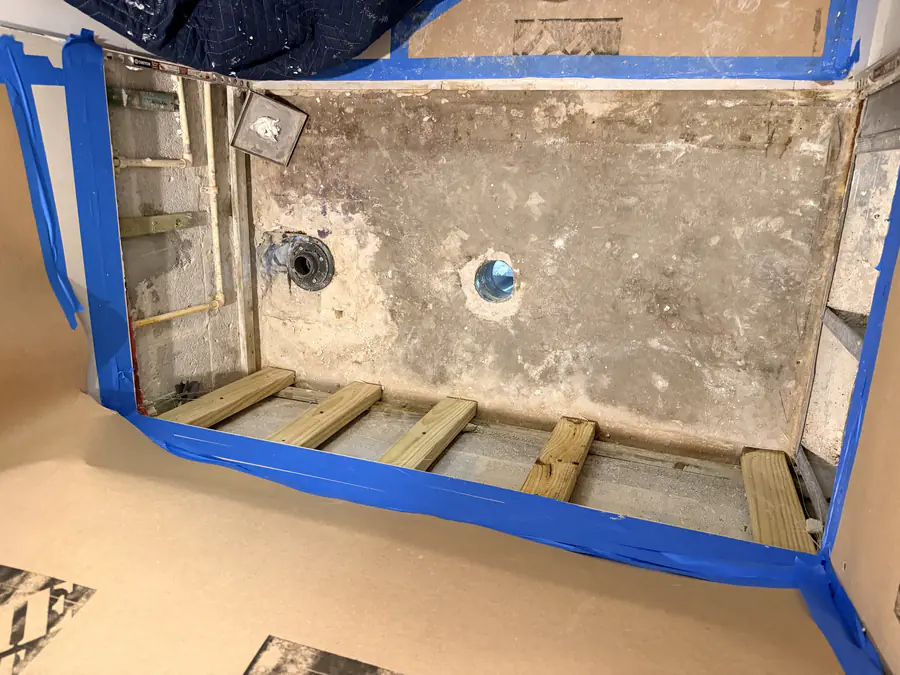 Bathroom down to subfloor — Ibis Repair Group, South Florida