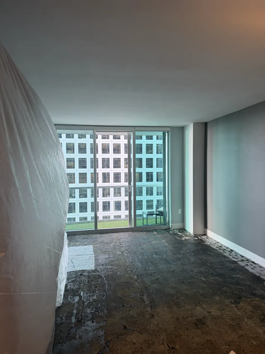 Condo floor stripped back — Ibis Repair Group, South Florida
