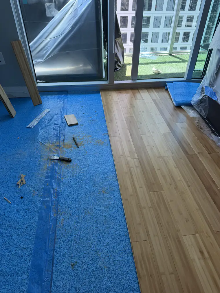 New flooring going down — Ibis Repair Group, South Florida