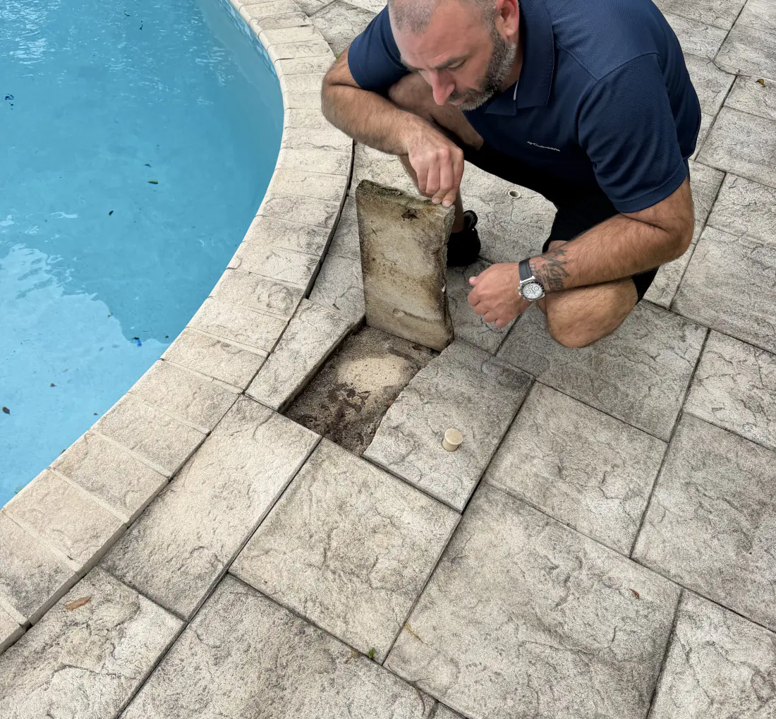 Repairing a pool deck drain at a South Florida home