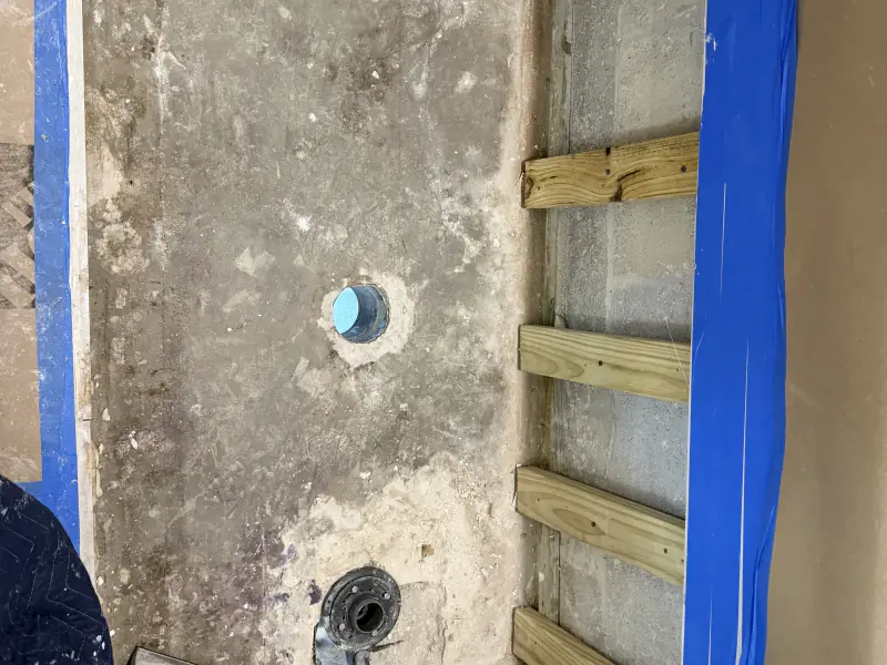 Bathroom stripped back to the studs for a rebuild