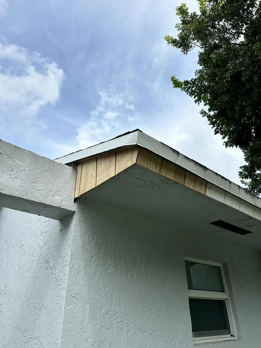 Soffit and fascia opened up for repair on a South Florida home